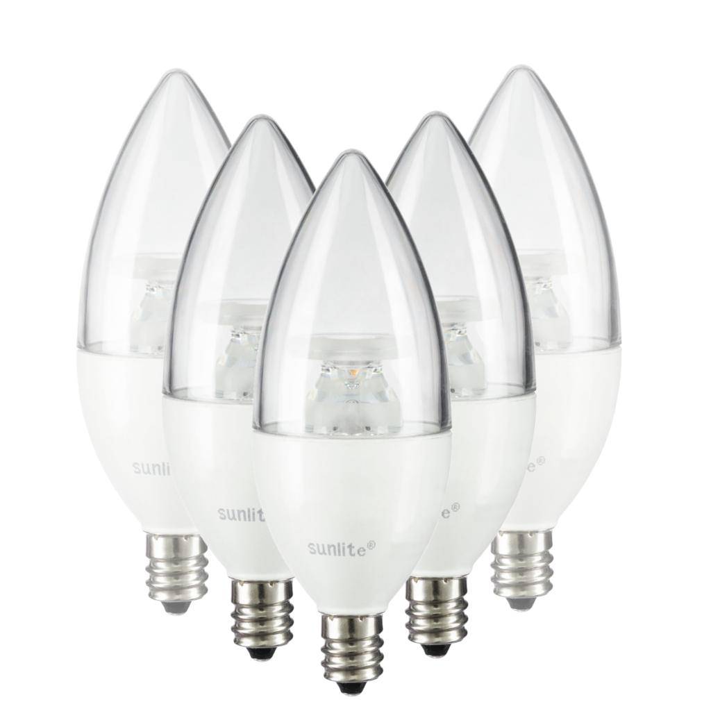 7 watt 120 volt B12 Candelabra Screw Base 5000K Daylight Clear LED Light Bulb (6 Pack) 1