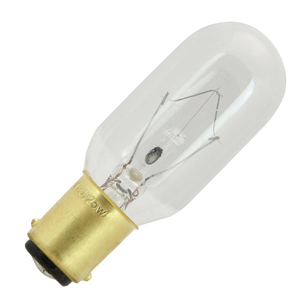 25 watt 120 volt T8 Double Contact Bayonet Base 2600K Warm White Clear Incandescent Light Bulb 1