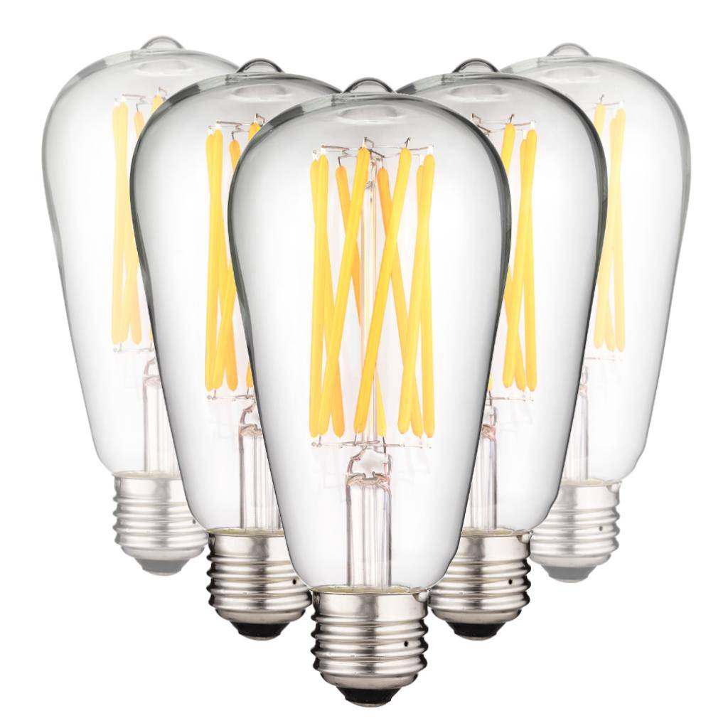 8.5 watt 120 volt ST19 Medium Screw Base 2200K Warm White Amber LED Light Bulb (6 Pack) 1
