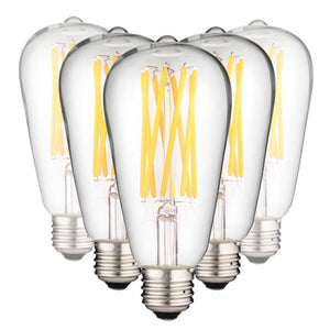 8.5 watt 120 volt ST19 Medium Screw Base 2200K Warm White Amber LED Light Bulb (6 Pack) 1