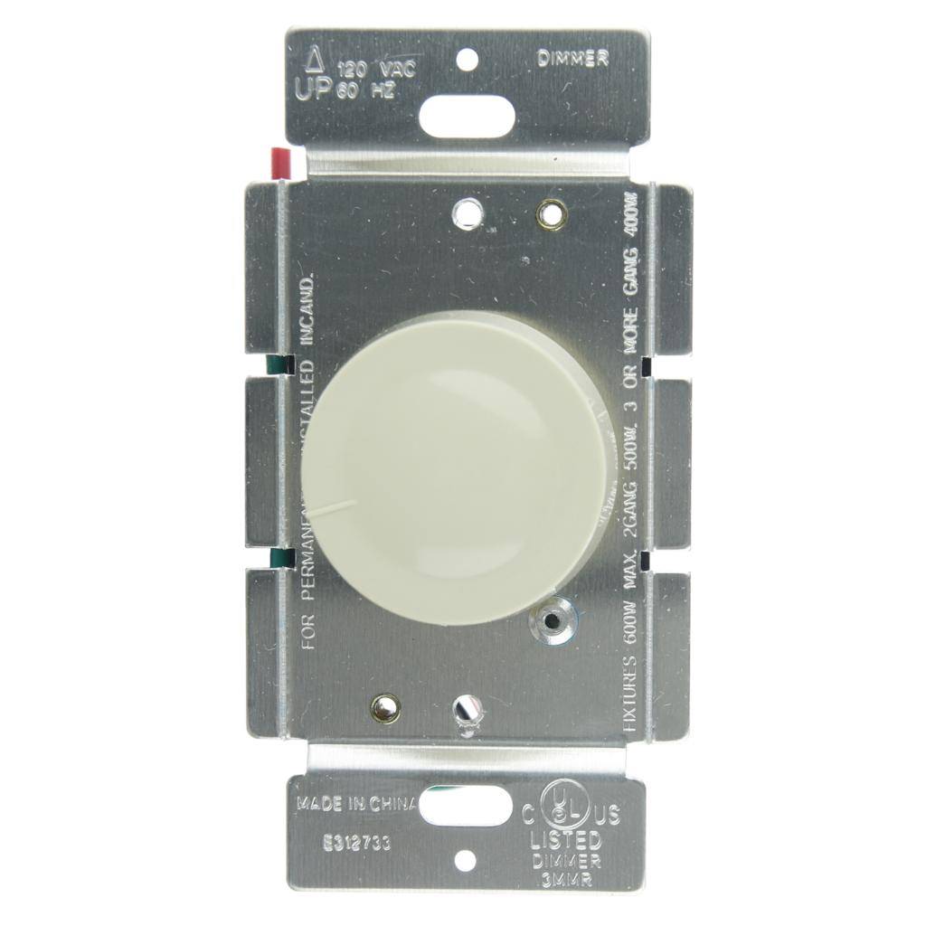 600 watt 120 volt Ivory Rotary Dimmer 1