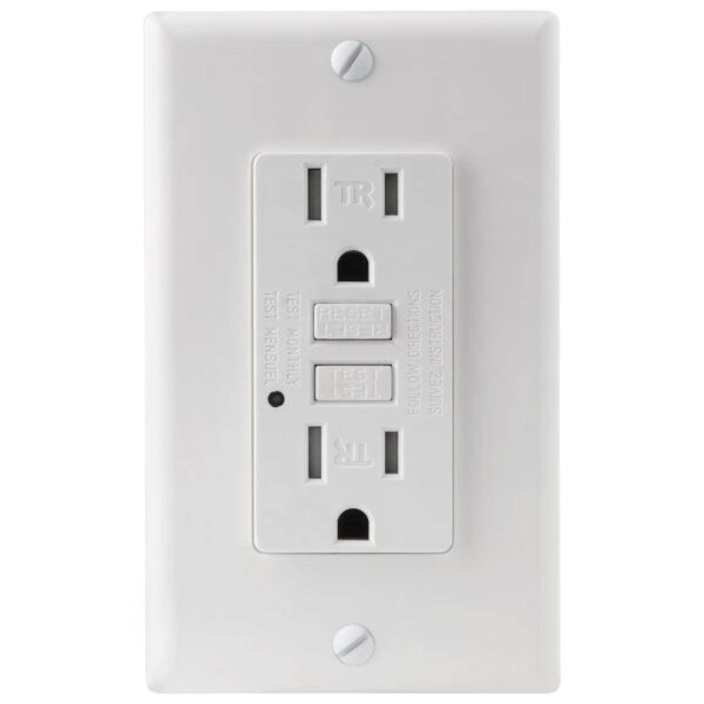 Tamper Resistant Self-Testing White Duplex Outlet Receptacle 1