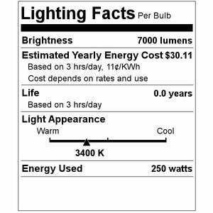 G7 250 watt 30 volt Oriented Medium 2-Pin Base Clear 3400K Neutral White 2