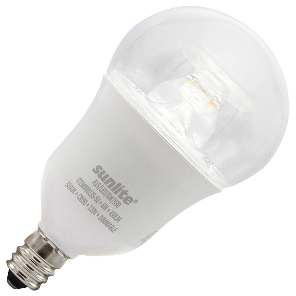 6 watt 120 volt A15 Candelabra Screw Base 3000K Natural White LED Light Bulb 1