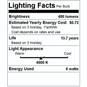 6 watt 120 volt A15 Intermediate Screw Base 4000K Cool White Frosted 2