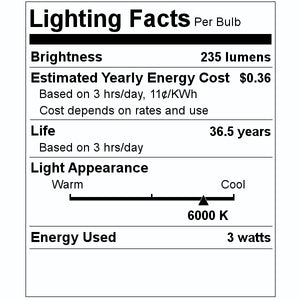 3 watt 110 volt S14 Medium Screw Base 6000K Frosted Yellow LED 2