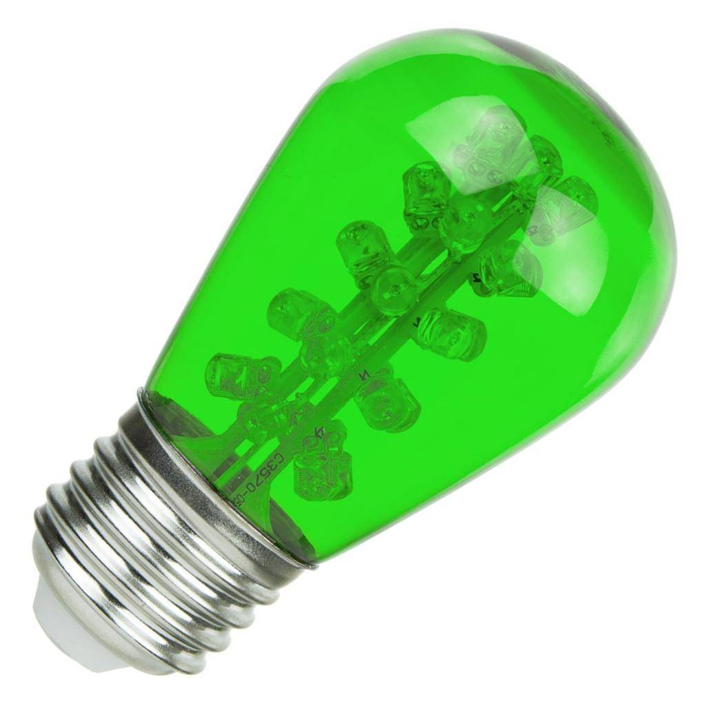 .9 watt 120 volt S14 Medium Screw Base Green LED 1