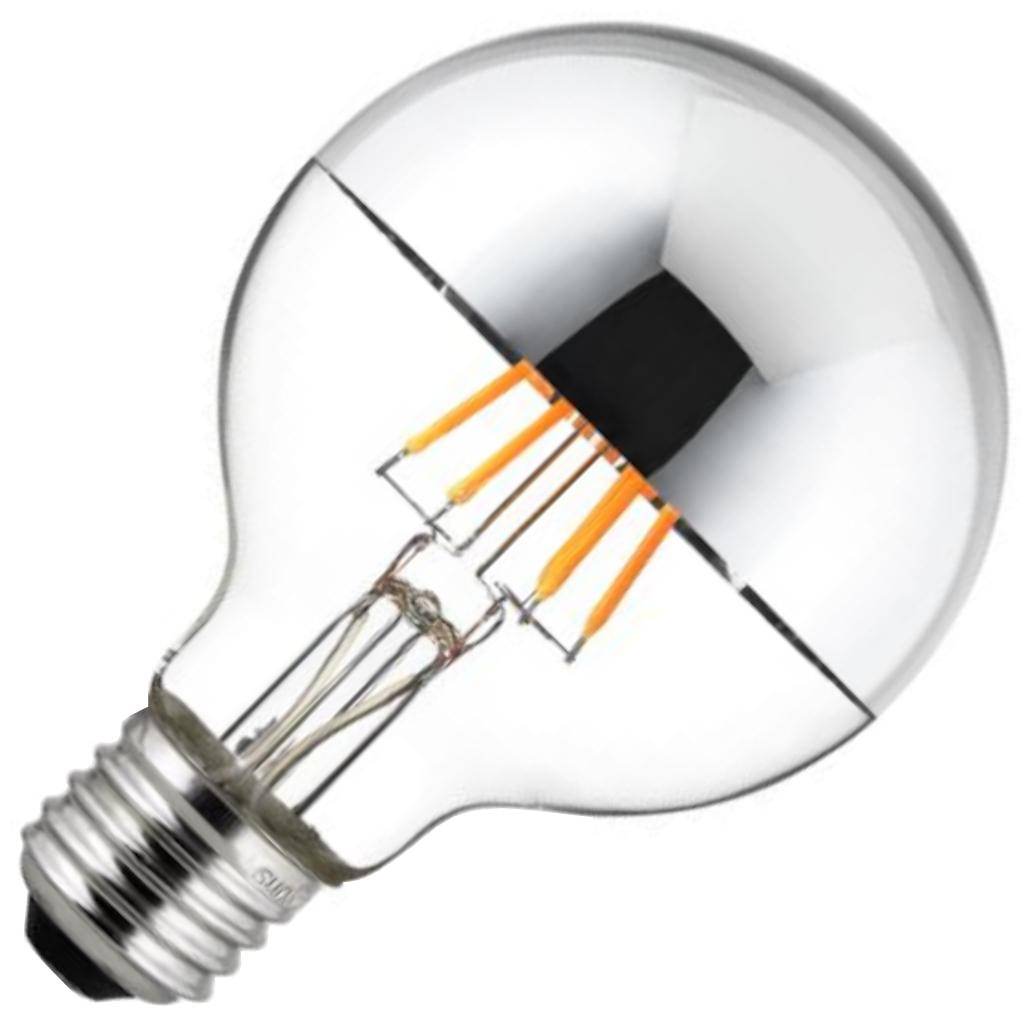 6 watt 120 volt G25 Medium Screw Base 2700K Warm White Silverbowl Dimmable Filament LED 1