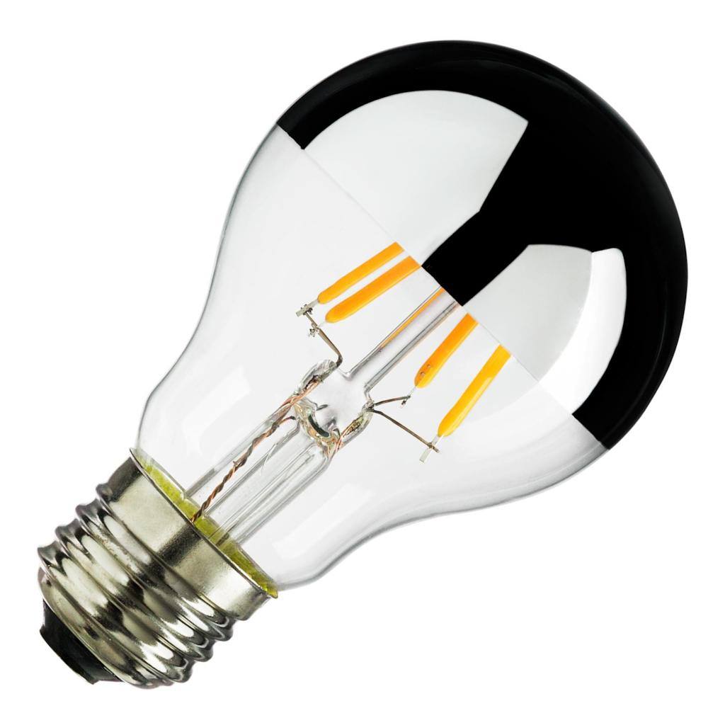 6 watt 120 volt A19 Medium Screw Base 2200K Warm White Silver Bowl Clear Dimmable LED 1