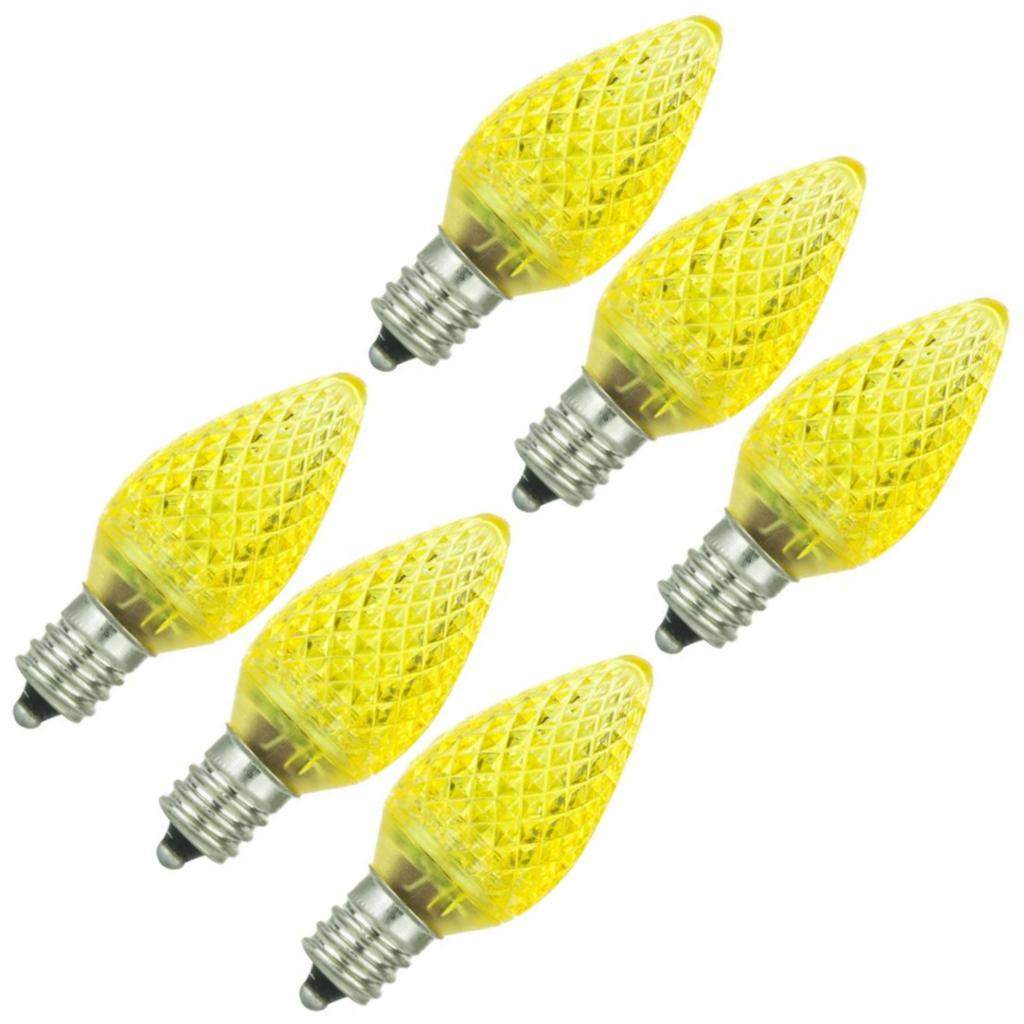 0.4 watt 110 volt C7 Candelabra Screw Base Yellow LED (6 pack) 1