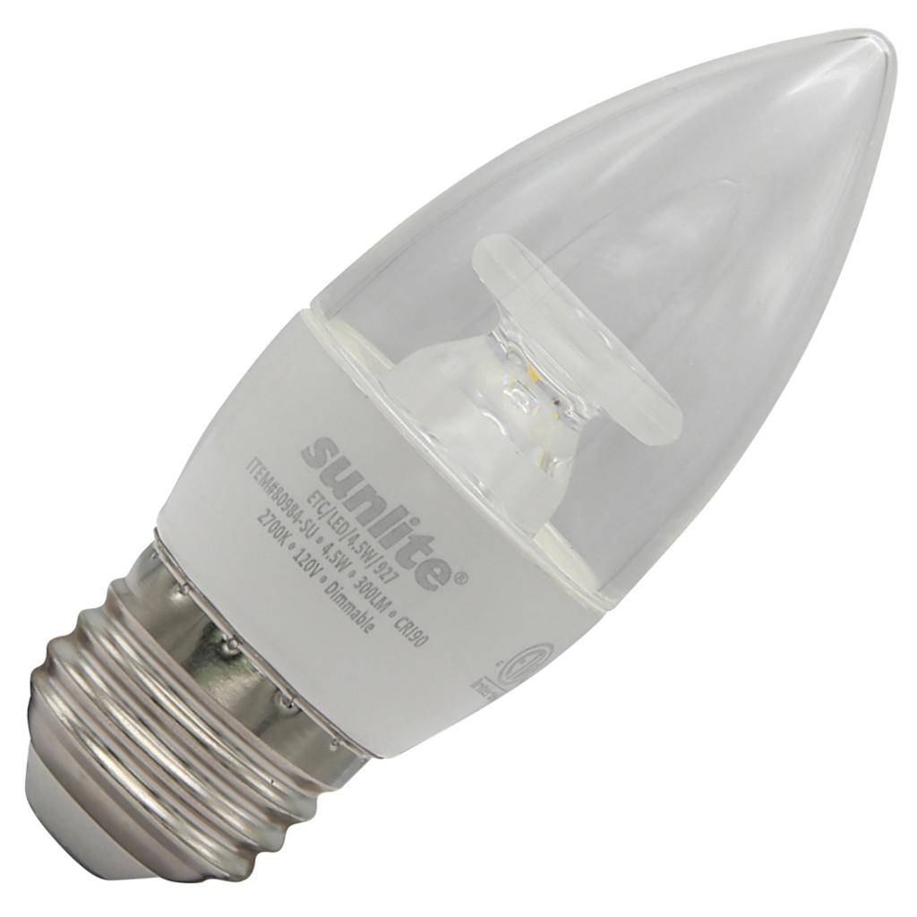 4.5 watt 120 volt B11 Medium Screw Base 2700K Warm White LED Light Bulb 1