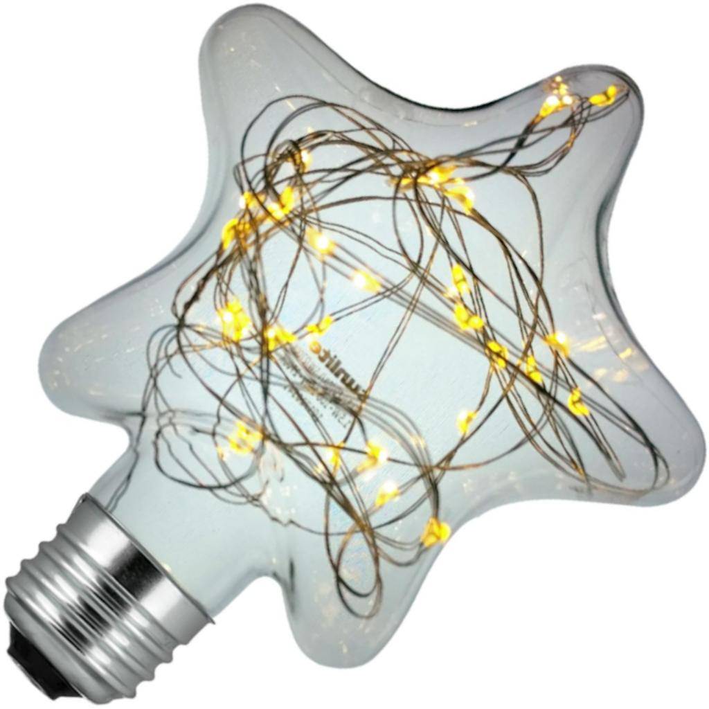1.5 watt 100-260 volt Medium Screw Base 2700K Warm White Star Shaped Micro String Light LED Filament 1