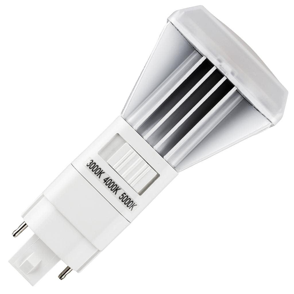 8 watt 120/277 volt PLV 2-Pin Base CCT Selectable LED Light Bulb 1