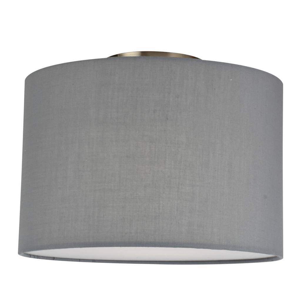 120 volt Semi-Flush Grey Fabric Drum Ceiling Light Fixture 1
