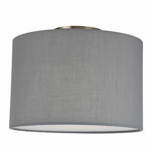 120 volt Semi-Flush Grey Fabric Drum Ceiling Light Fixture 1