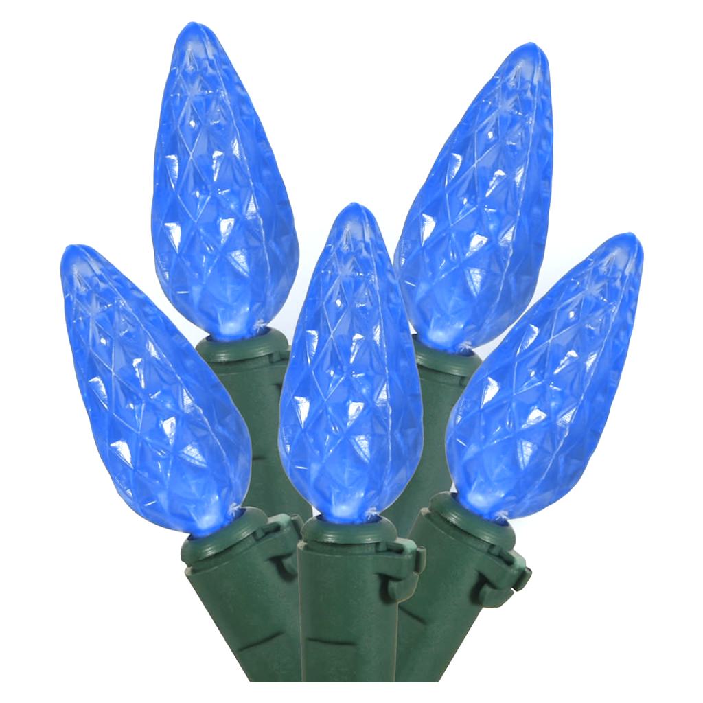 70 Light 23.7' Green Wire Blue LED C6 String with 4" Spacing 1