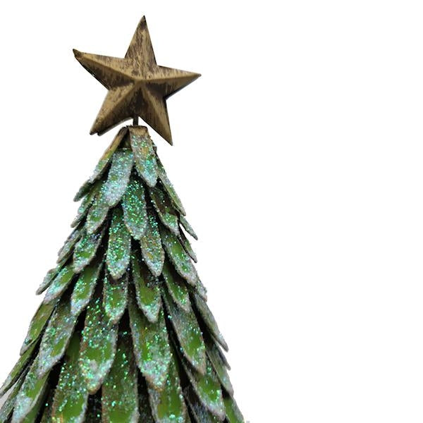 10" Rustic Green Scalloped Tree with Star 2