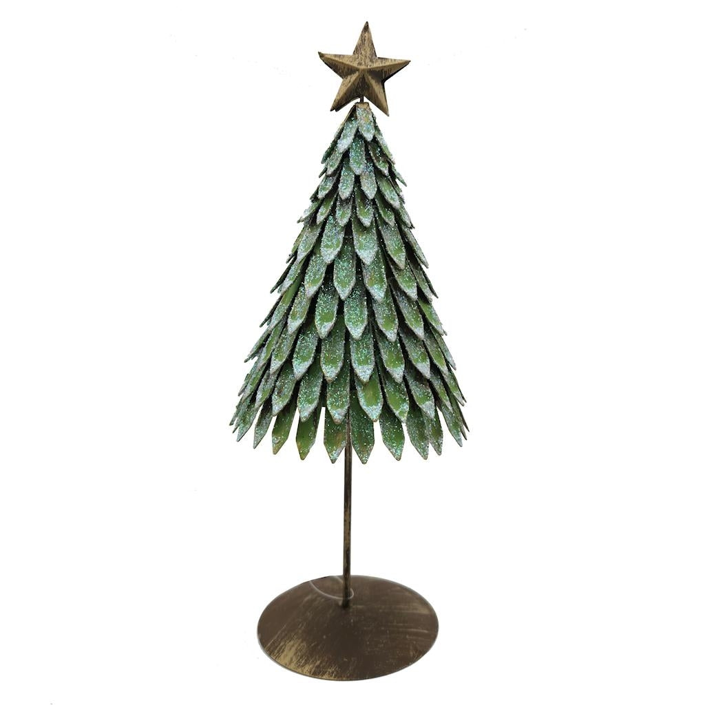 10" Rustic Green Scalloped Tree with Star 1