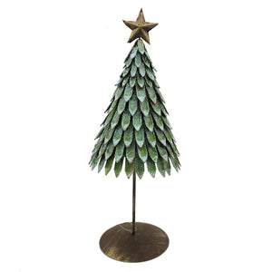 10" Rustic Green Scalloped Tree with Star 1