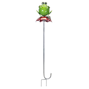 Solar Green Umbrella Frog Sunset Vista Designs Stake 1