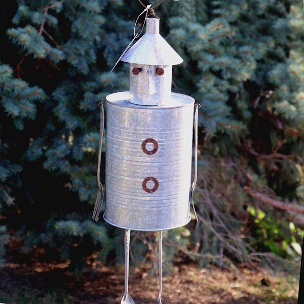 26" Silver Tin Man Hanging Buddy Figurine 2