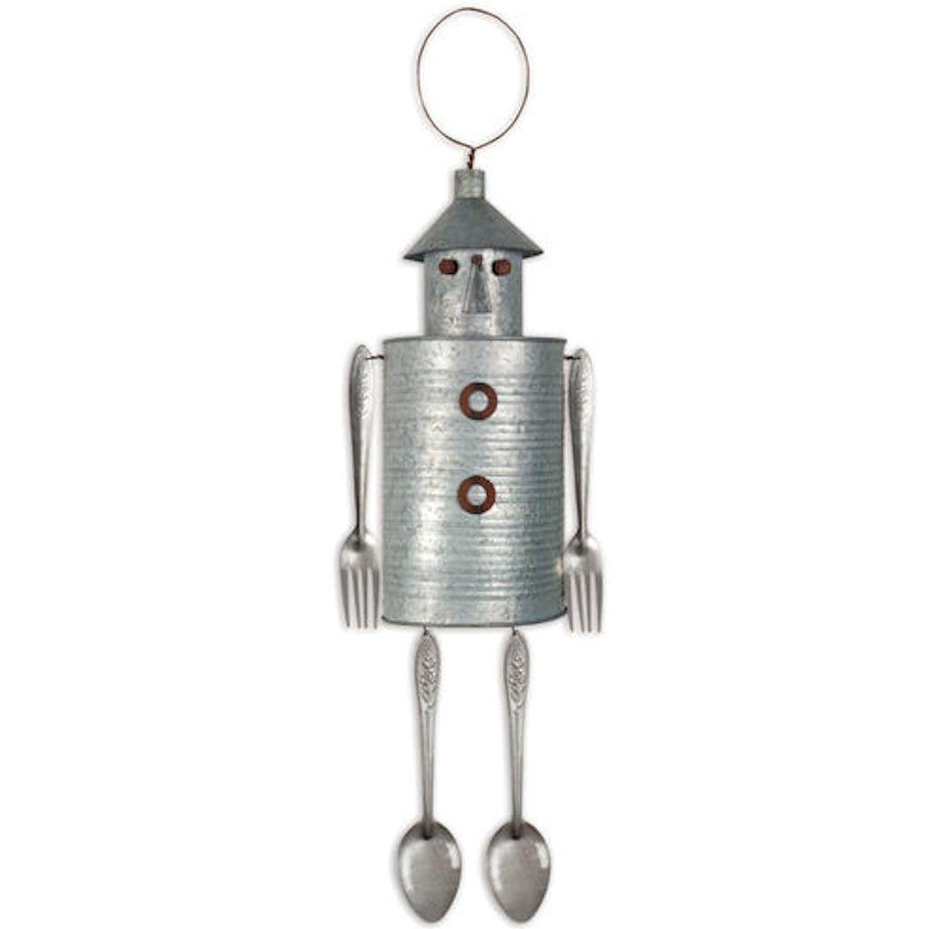 26" Silver Tin Man Hanging Buddy Figurine 1