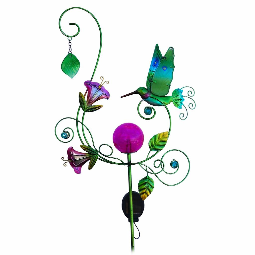 Solar Green/Pink Hummingbird Sunset Vista Designs Stake 1