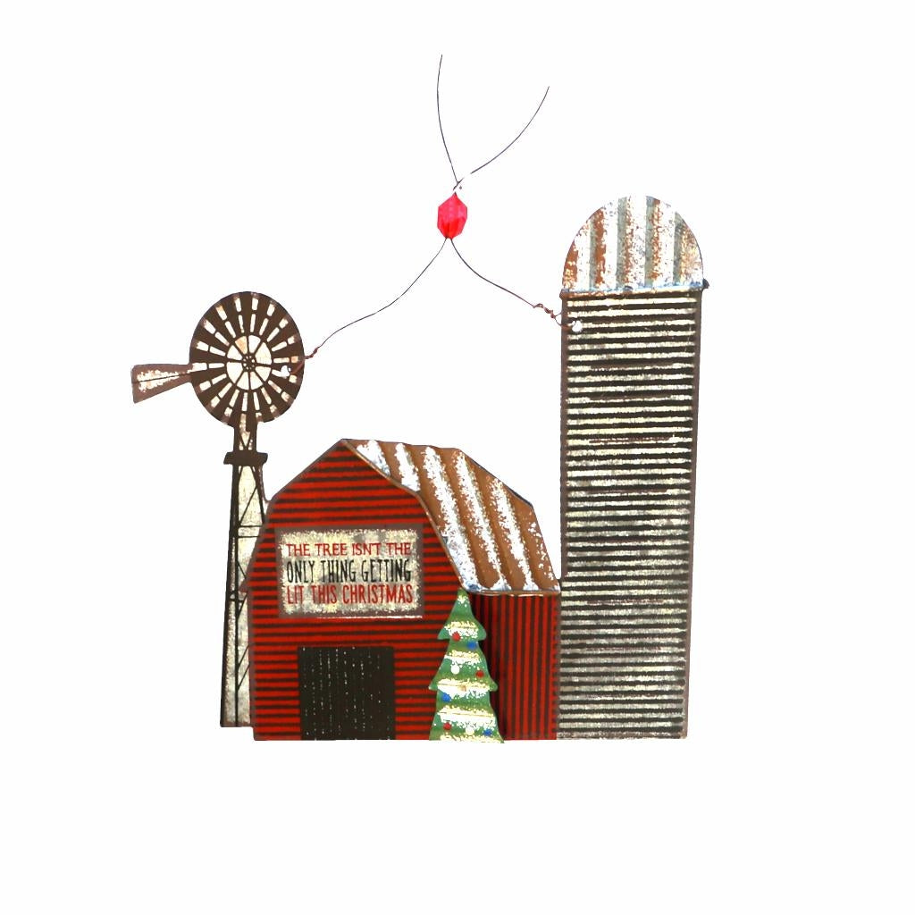 7" Barn House Ornament 1