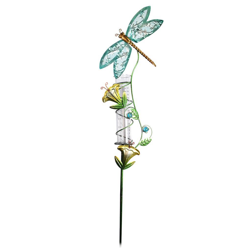 Dragonfly Rain Gauge Garden Stake 1
