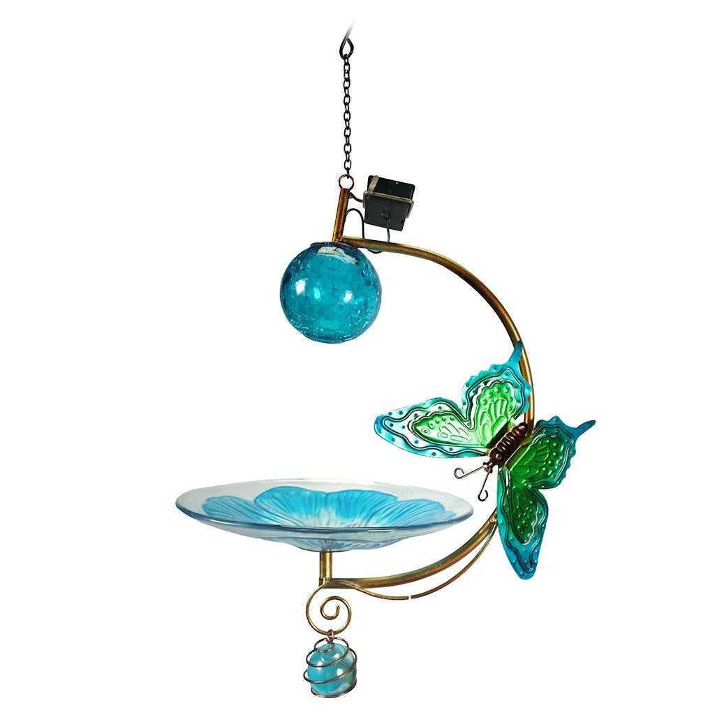 21" Solar Blue Butterfly Birdfeeder 1