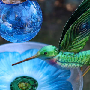 21" Solar Hummingbird Blue Birdfeeder 2