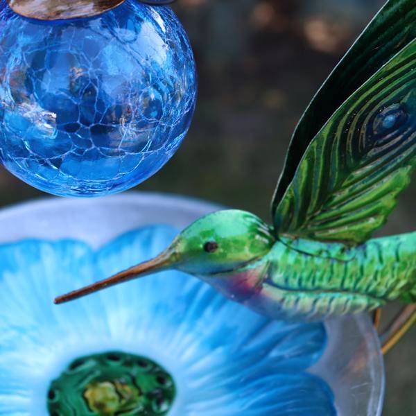 21" Solar Hummingbird Blue Birdfeeder 2
