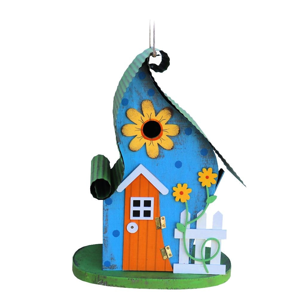13" Green/Blue Bird House 1