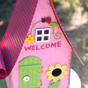 13" Pink Bird House 2
