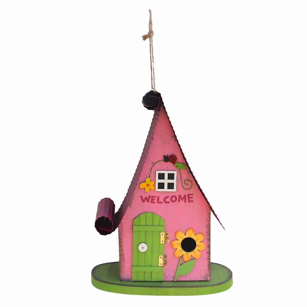 13" Pink Bird House 1