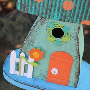13.5" Blue Mushroom Bird House 2