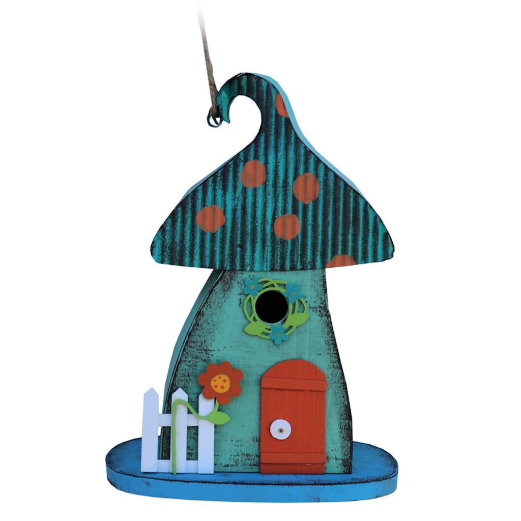 13.5" Blue Mushroom Bird House 1