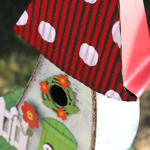 13.5" Red Mushroom Bird House 2