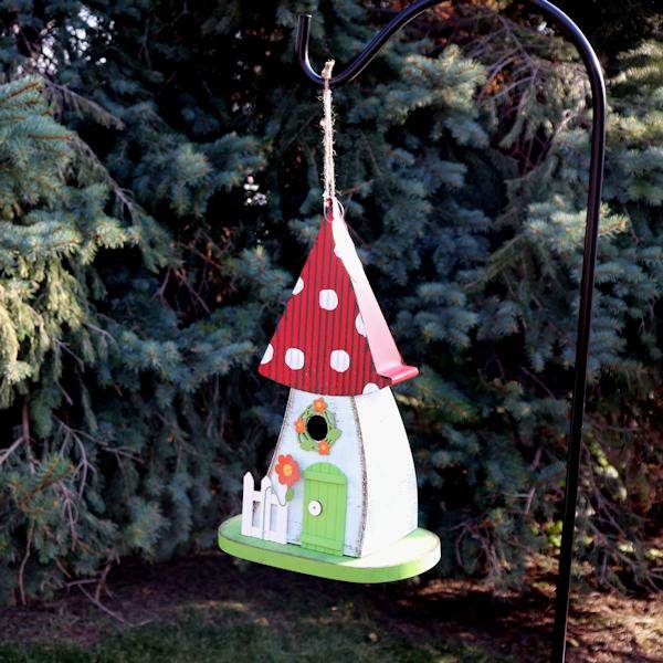 13.5" Red Mushroom Bird House 4