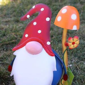 16.5" Solar Red Hat Gnome Porch Sitter 2