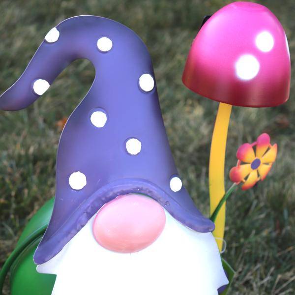 16.5" Solar Purple Hat Gnome Porch Sitter 2