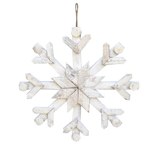14" White Wood Snowflake Sunset Vista Designs Wall Decor 1