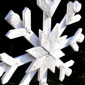 18" White Wood Snowflake Sunset Vista Designs Wall Decor 3