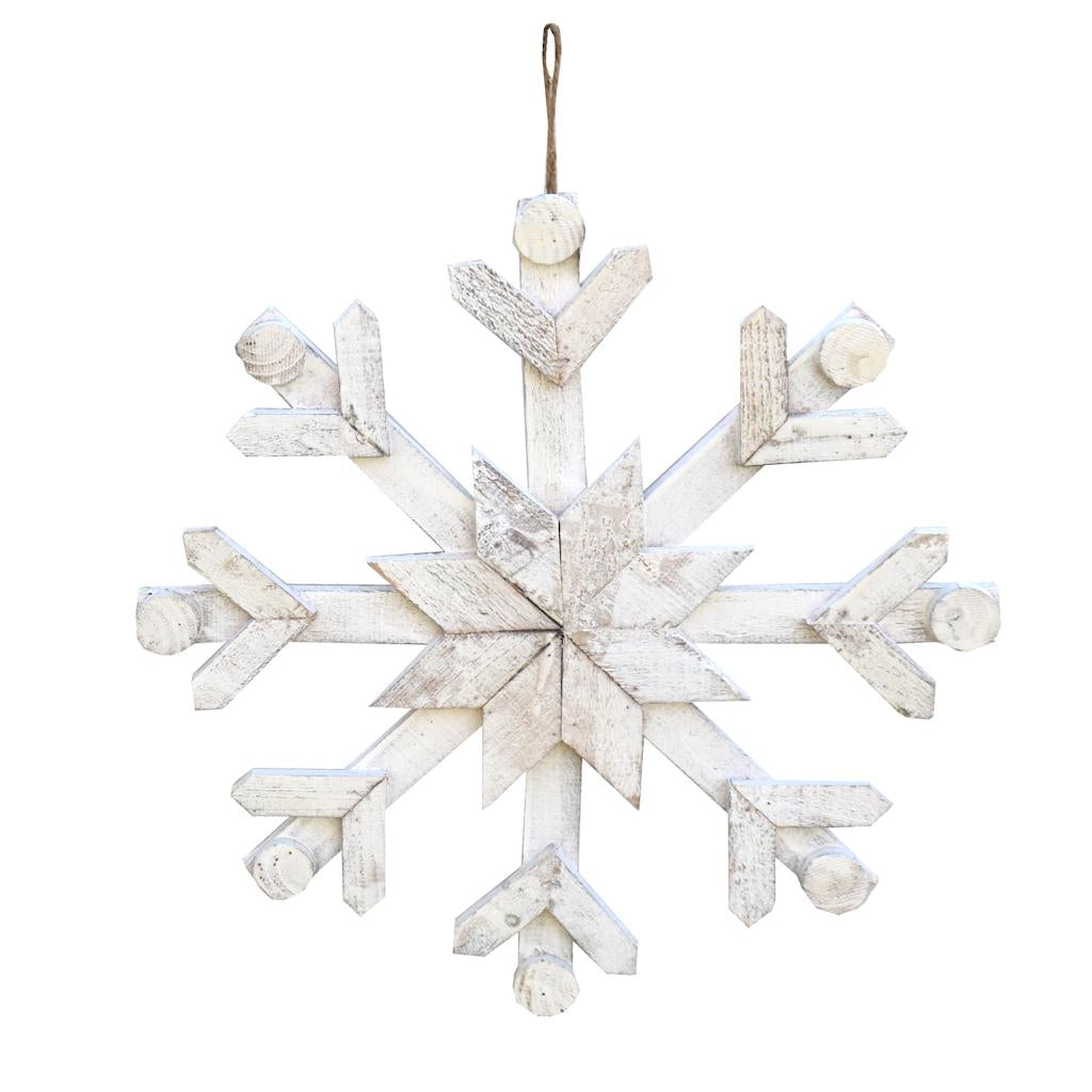 18" White Wood Snowflake Sunset Vista Designs Wall Decor 1