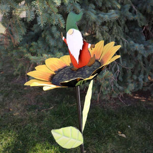 Gnome on a Sunflower Sunset Vista Designs Stake 2