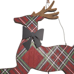25" Red Plaid Deer Garden Bell 2