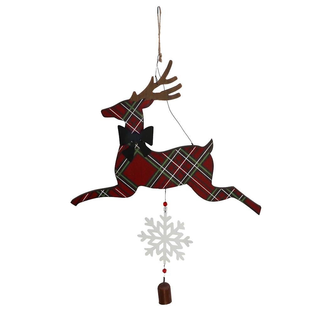 25" Red Plaid Deer Garden Bell 1
