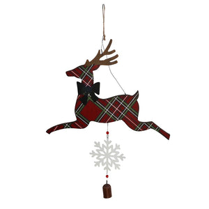25" Red Plaid Deer Garden Bell 1