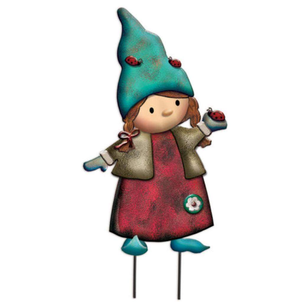 22" Gnome with Ladybug Low Garden Stake 1