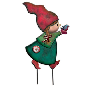 22" Gnome with Bird Low Garden Stake 1